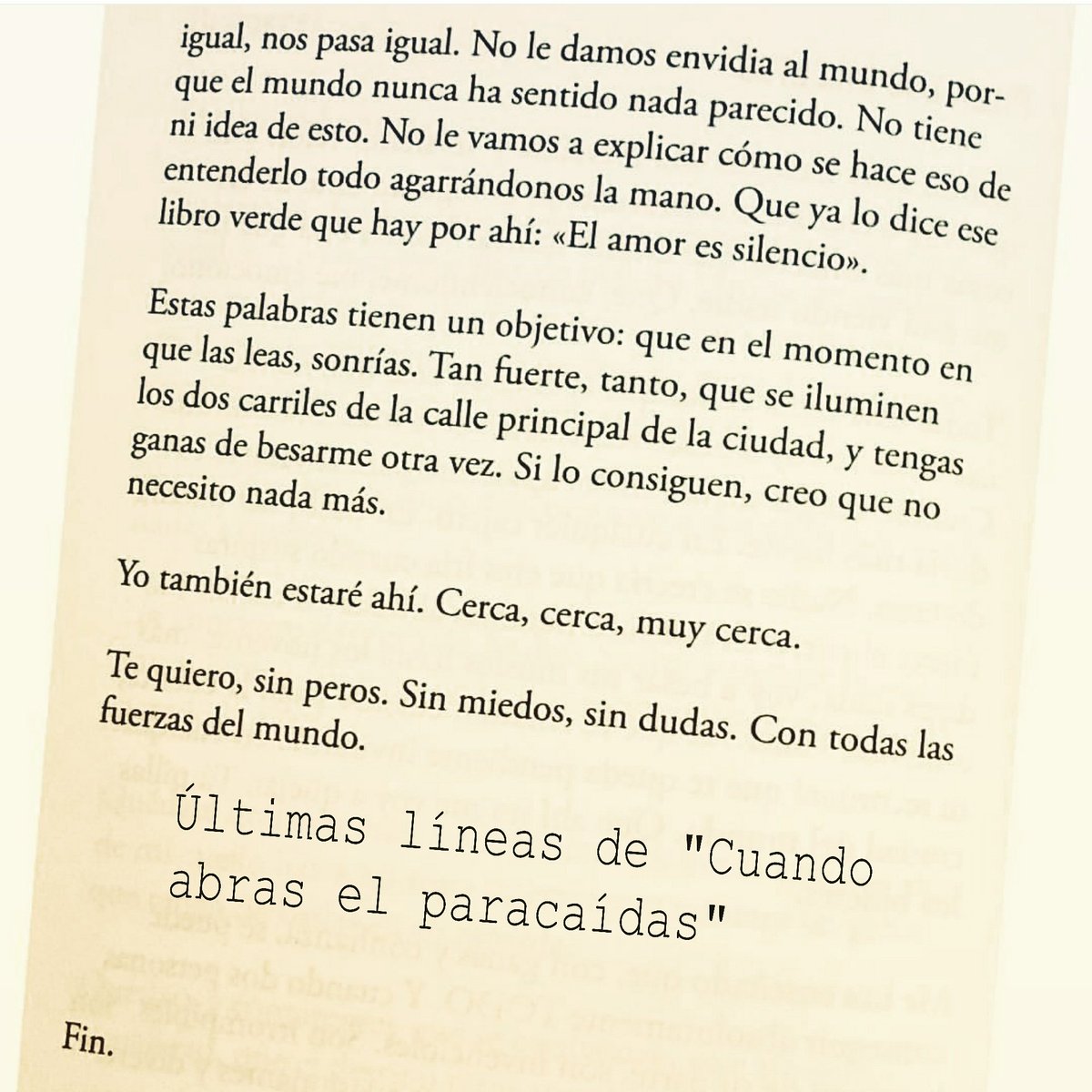 Defreds's tweet image. Últimas líneas de #Cuandoabraselparacaídas