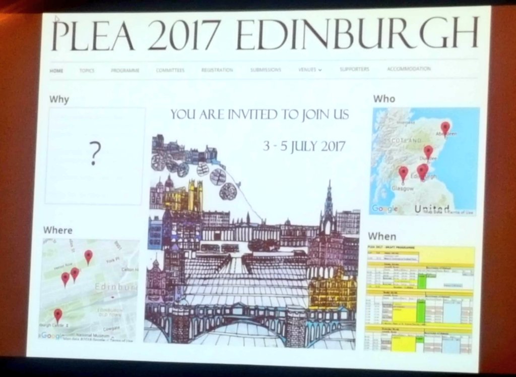 luceliataranto's tweet photo. #Plea2017 is announced in #Edinburgh themed 'Design to Thrive: Foundations for the Future'! #plea2016 @plea2016 https://t.co/PBICw0Oi9V