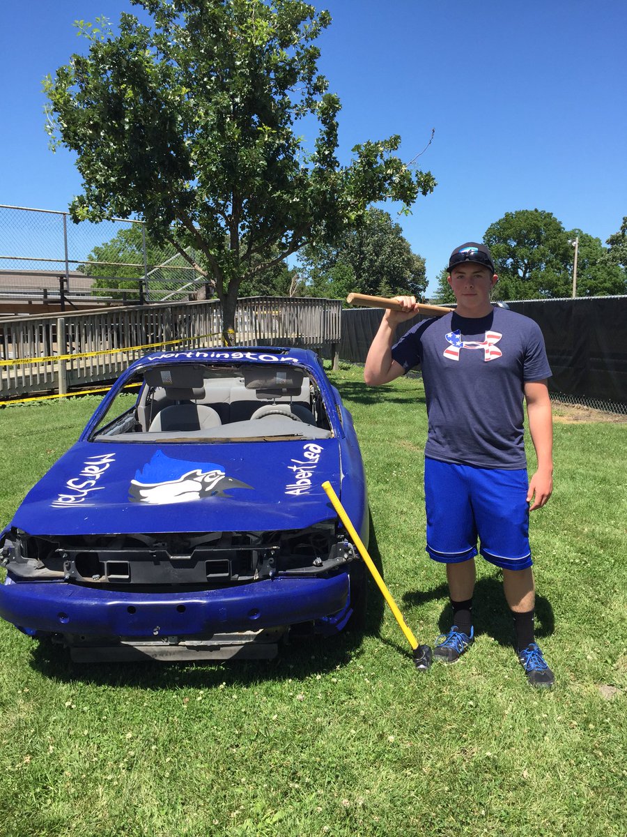 WasecaFans's tweet photo. Stop by the Bluejay car at the fair and smash the hood! $1 per hit! https://t.co/o9vV3N683B