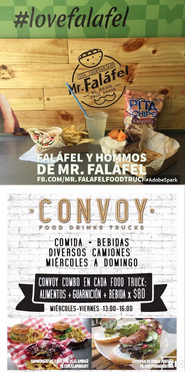 Los esperamos hoy Miércoles y mañana Jueves en Convoy Food Drinks Trucks. #lovefalafel  #foodtrucks #cdmx