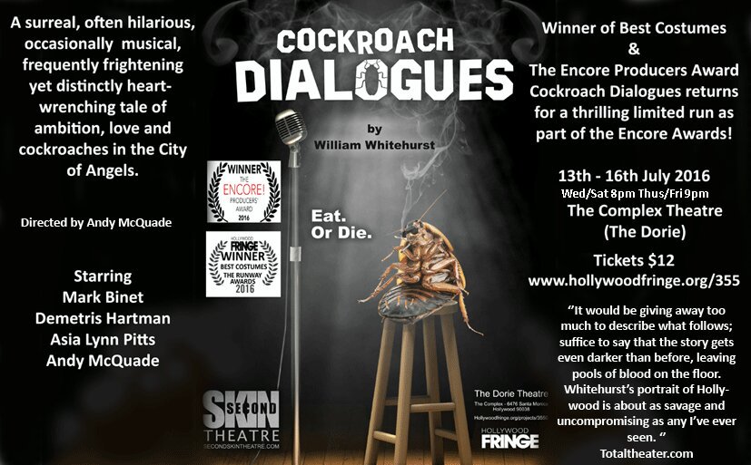 AsiaLynnPitts's tweet photo. Opening Night for Cockroach Dialogues! I will be playing Tea and we have a new ending! #hff16 #cockroachdialogues https://t.co/3iXCkB3EyE