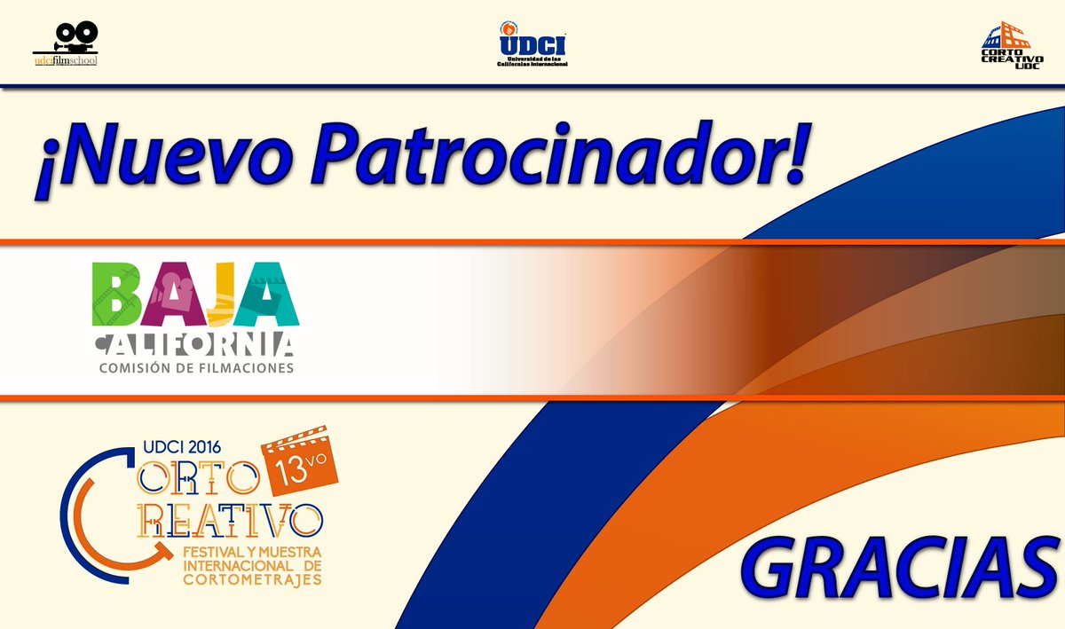 CREATIVOcorto's tweet photo. Gracias por ser patrocinador de #CortoCreativo2016 #CCUDCI2016 #filmfestival https://t.co/gSbqD8VWfm