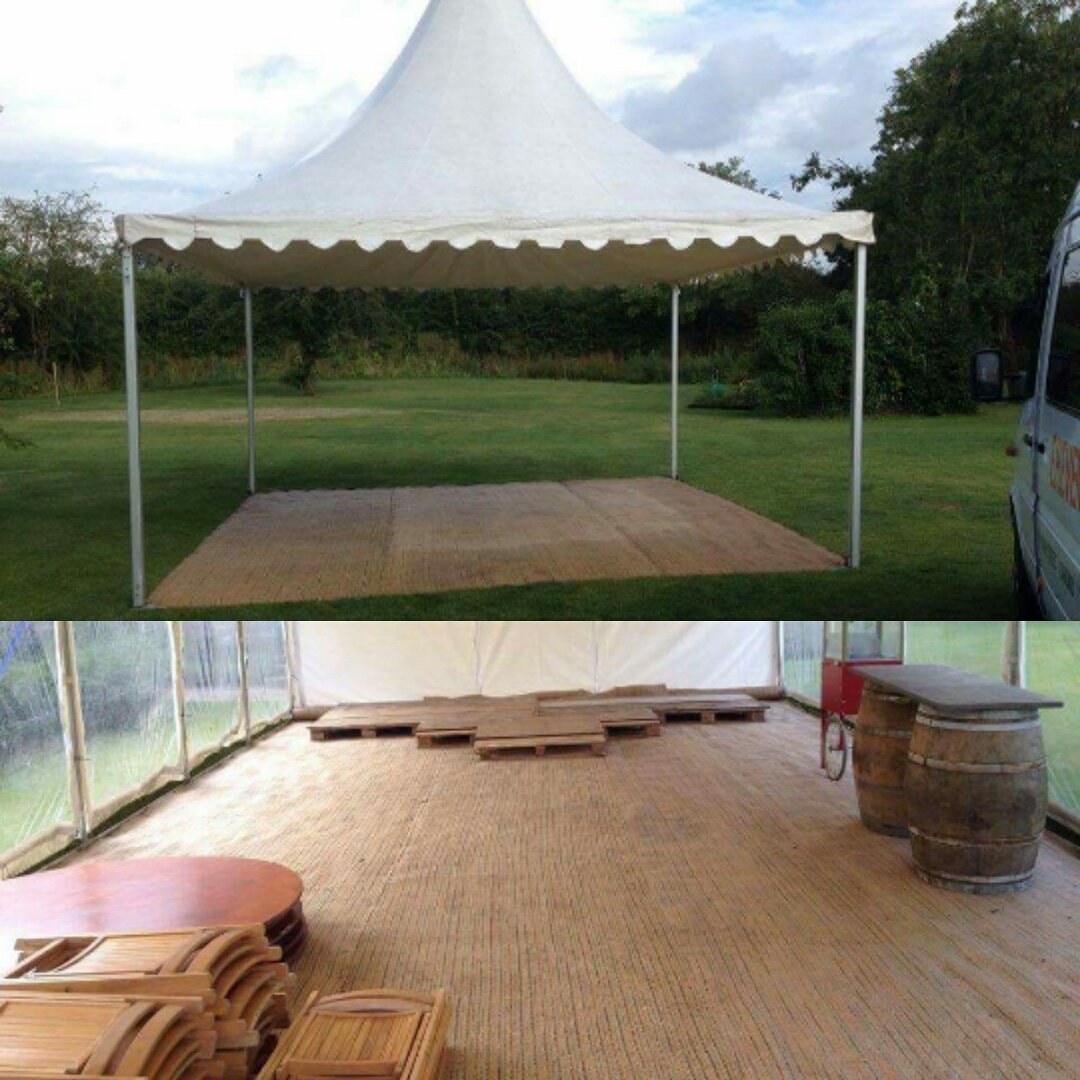 We have been in Ware, delivering a 5m Chinese Hat, Matting &amp; Garden Furniture to a repeat customer.
#marqueehire