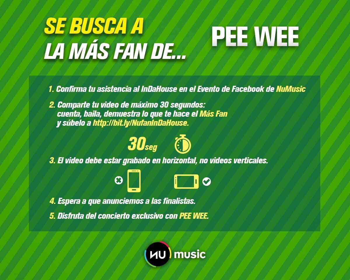 ElMundodePeeWee's tweet photo. . @PeeWeeMusic será el conductor  de #InDaHouse por @NuMusicOficial. Mira las dinámicas en las que puedes participar https://t.co/wQ4hj4ujHC
