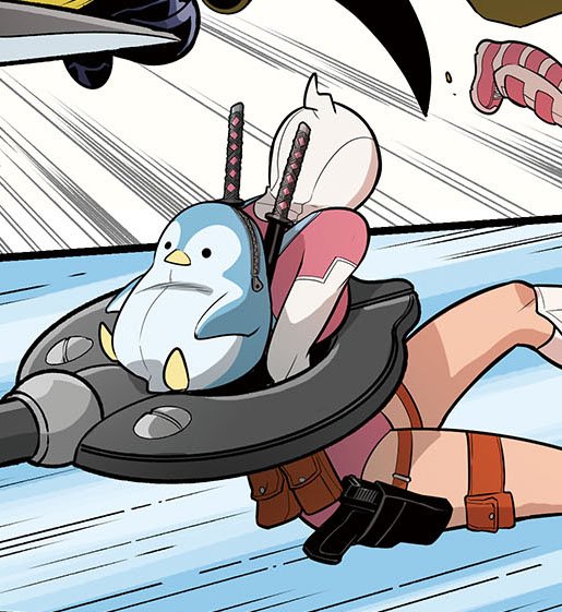 「どっちにしようか迷ってたグウェンプールのバックパック。#3はサメで#4はペンギン」|グリヒルのイラスト