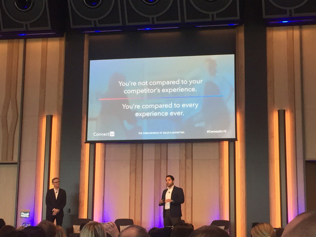 victormdavid's tweet photo. Insight:'You're not compared to your competitors experience, you're compared to every experience ever' #connectin16 https://t.co/K3S7ImzrK9