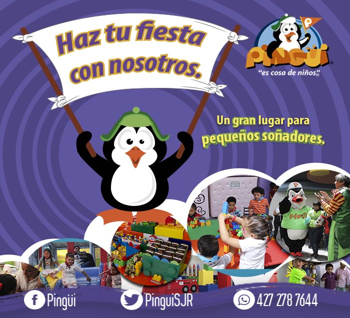 PinguiSJR's tweet photo. #Pingüi es el #salón para que su #fiesta sea la mejor. Aparta tu fecha #EsCosaDeNiños #salóndefiestas #eventos #SJR https://t.co/NHSpxT1uNm