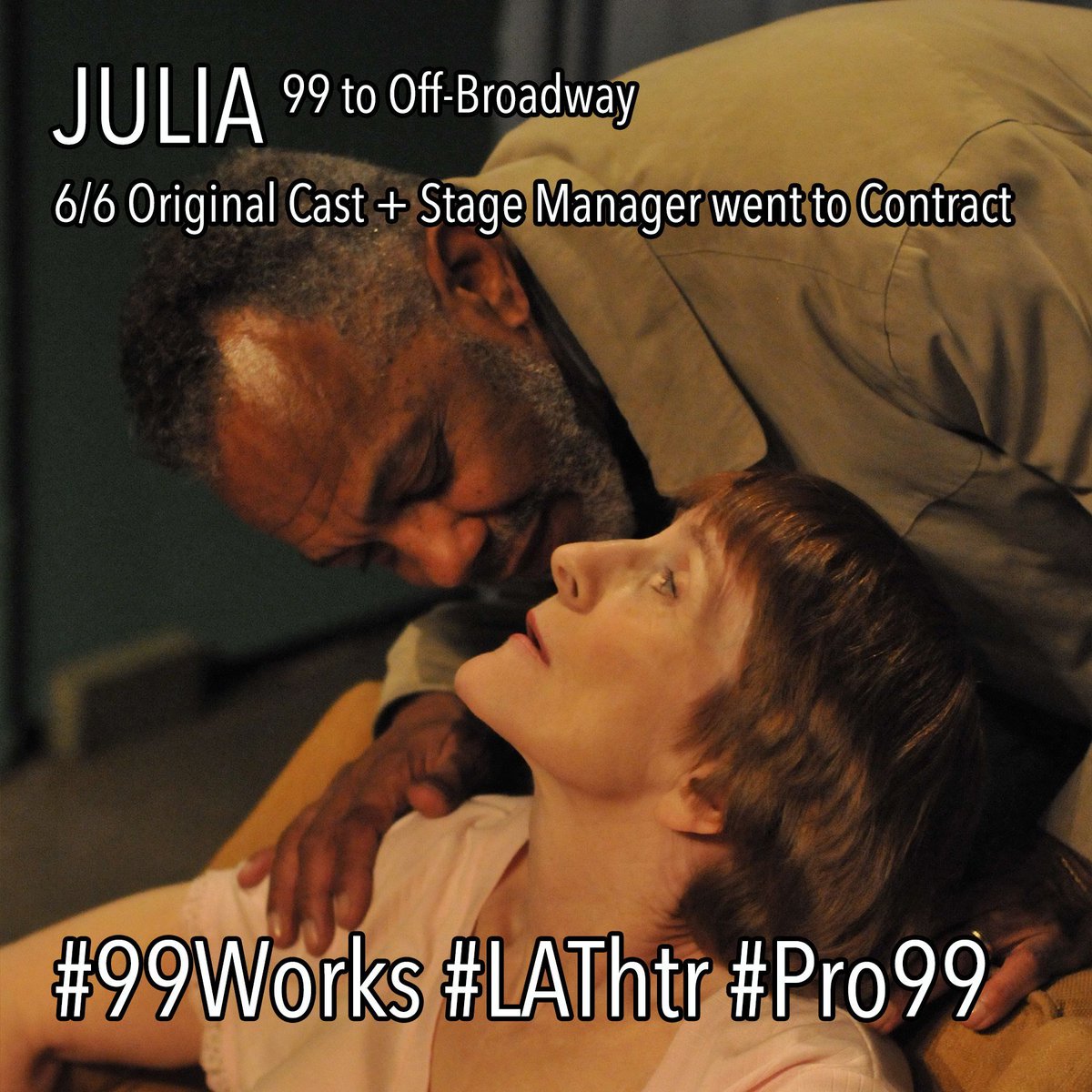 "Julia" brought all 6 cast &amp; stage manager from 99 Seat to <a href="/actorsequity/">Actors' Equity</a> Off-Broadway contracts. #Pro99 #99Works