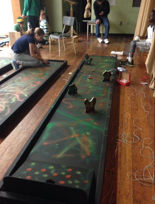 ZeliaMCT's tweet image. A5: using @makeymakey 2code interactive miniputt message appears focus on socialjustice issues #pubpd #maplesyrupedu