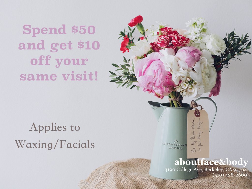 AFABSPA's tweet image. Get $10 off your same visit if you spend $50 on waxing/facials! 🌷