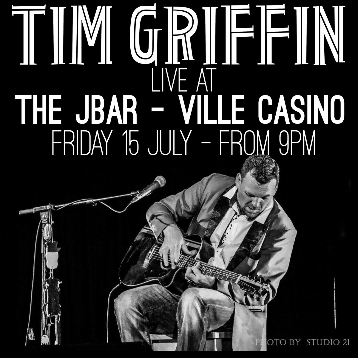 TimGriffinMusic's tweet photo. Head on down to the JBar at The Ville Casino from 9pm tomorrow - let me entertain you!

See you there! ✌️ https://t.co/PJFUnGxjWL
