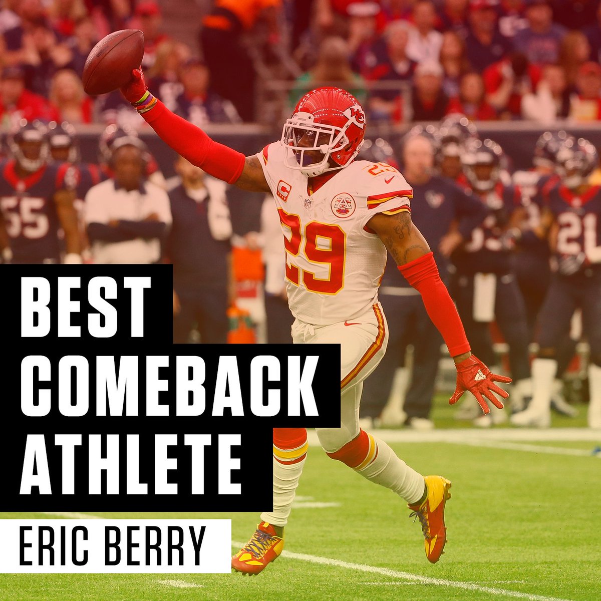 espn's tweet photo. Facing the biggest foe of his life, he tackled it like an All-Pro.

Eric Berry is the #ESPYS Best Comeback Player. https://t.co/6BYzCYaqbk