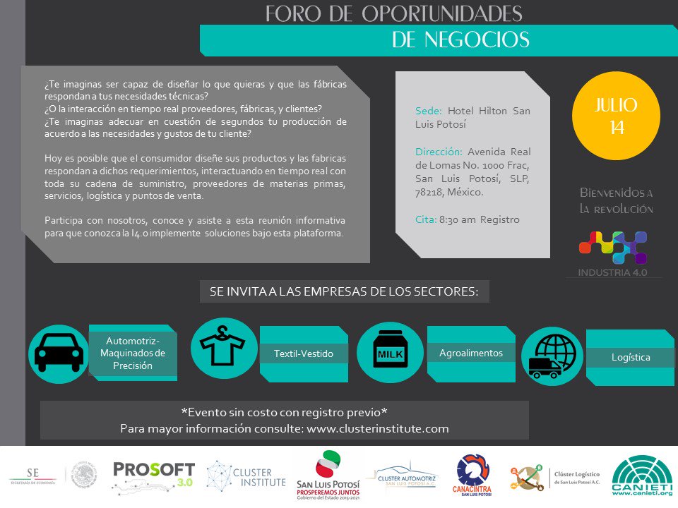 ClusterInstitut's tweet photo. Listos para el Foro de Oportunidades de Negocio SLP #ForoCI ¡Los esperamos mañana 14 de julio: 8:30am! https://t.co/116L1qRMRn