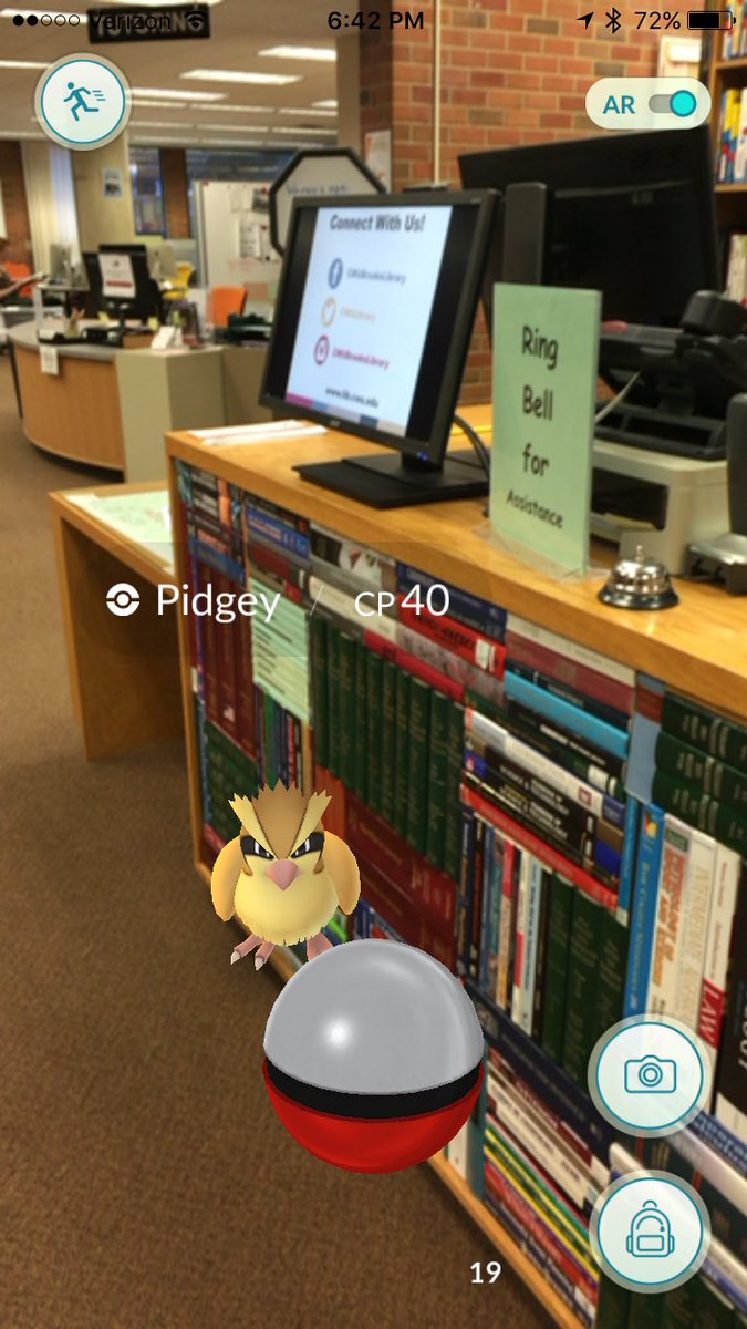 CWULibrary's tweet photo. Just your standard visitors at the ARC service desks. @InfoServicesCWU #brookslibrary #PokemonGo #Pokestop https://t.co/FPmXp7EZ4W
