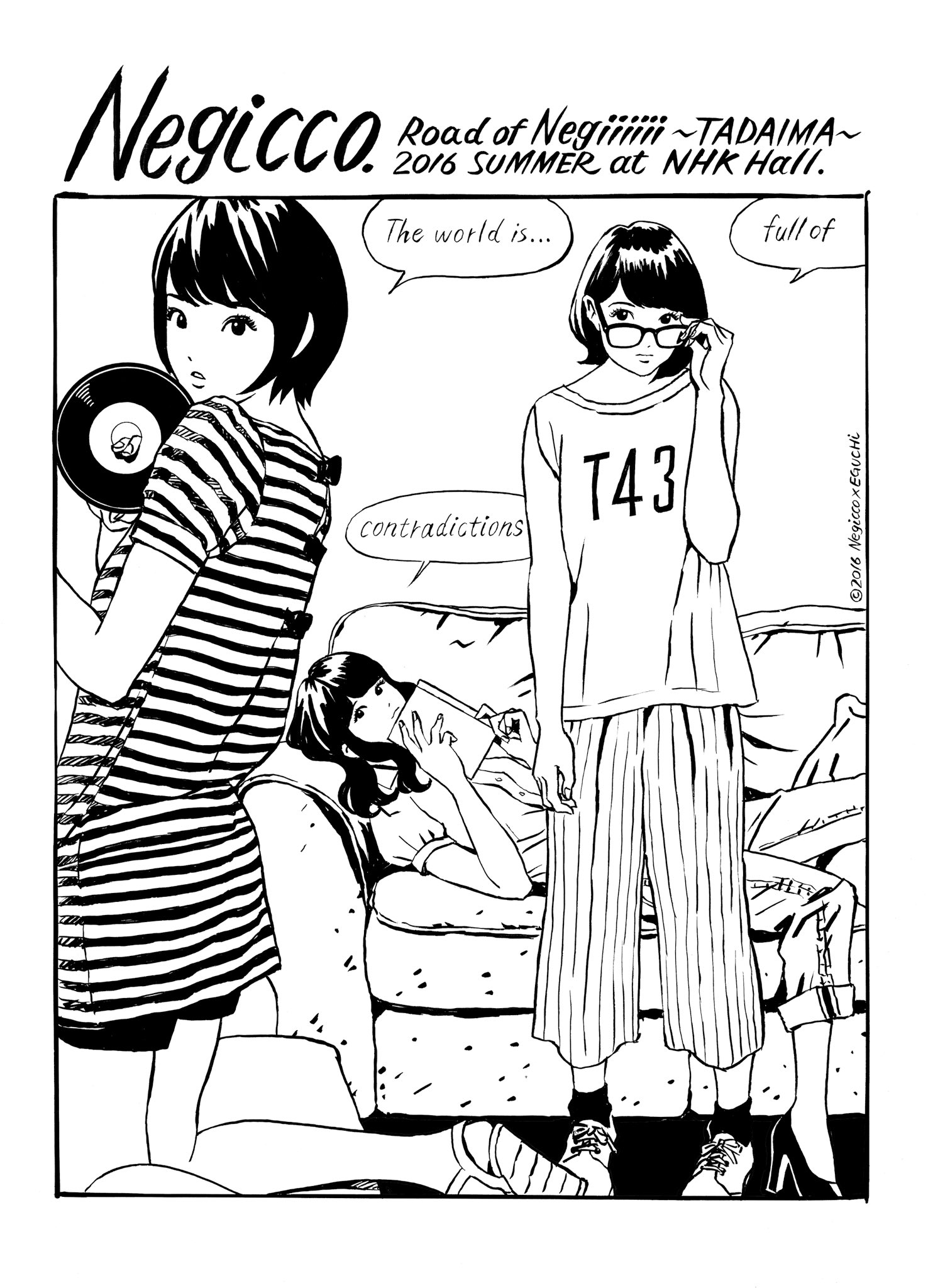 ビンテージ　江口寿史　Tシャツ　Negicco イラストプリント M 7_000000001312.jpg?1678209905