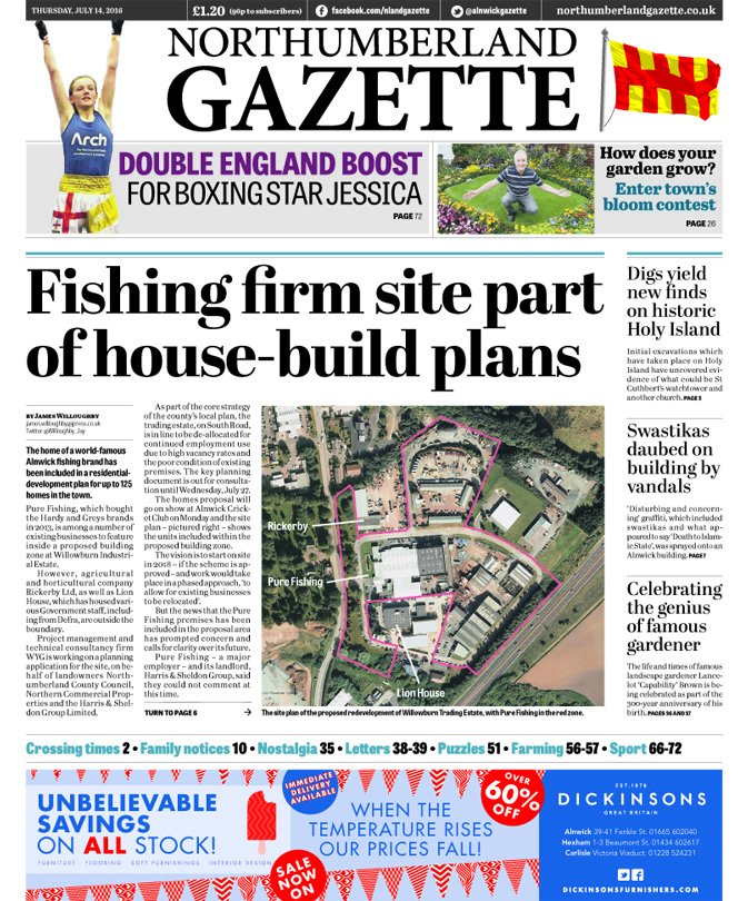 alnwickgazette's tweet image. Here's a look at today's @alnwickgazette front page.