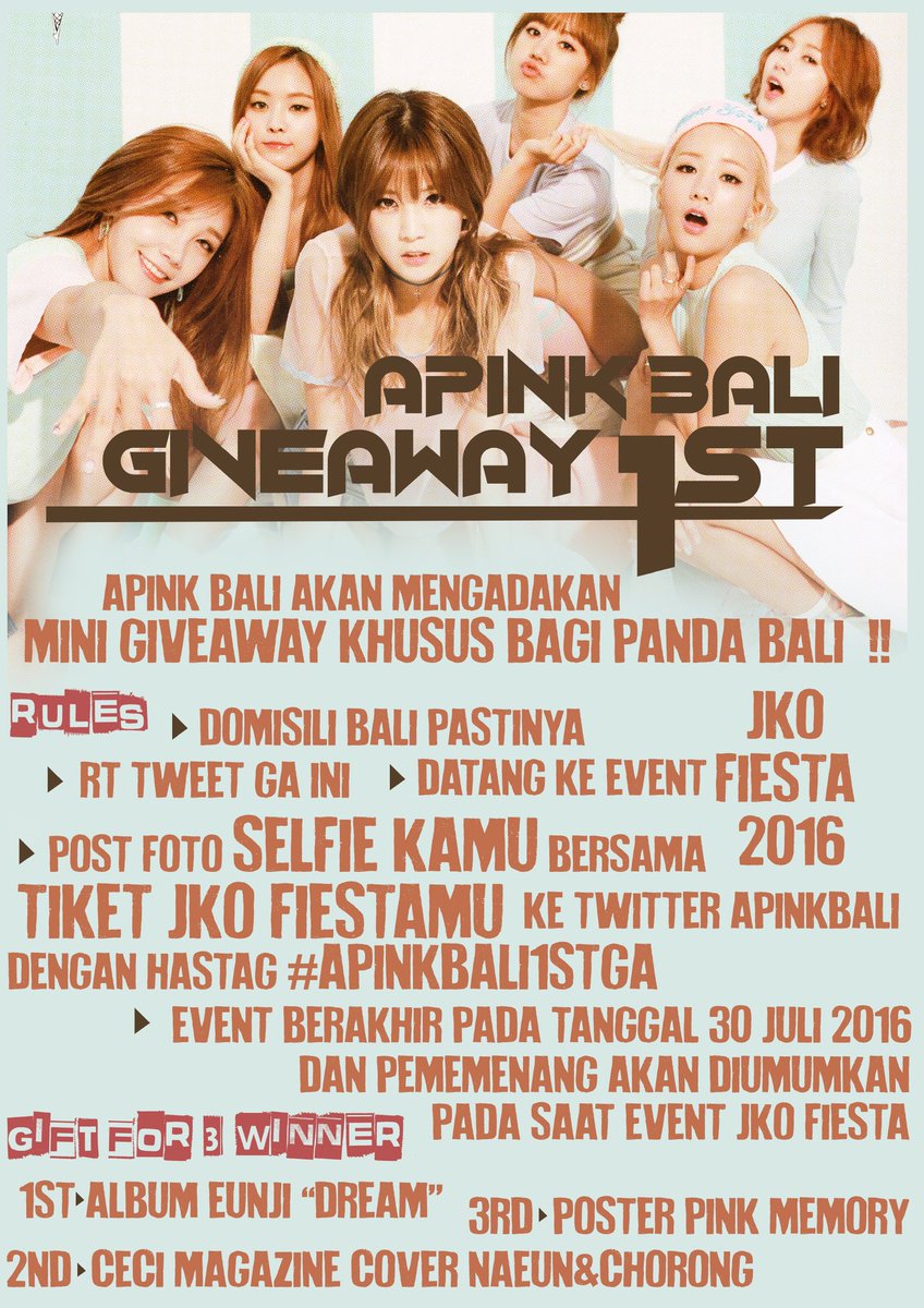 Cuss APINKBALI 1ST GIVEAWAY !! Jangan sampai gak ikut yaa xD