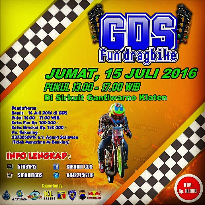15 Juli 2016 , GDS FUN DRAG BIKE, Sirkuit GDS Gantiwarno Klaten | 10k | 08122756119 <a href="/kabarklaten/">Kabar Klaten</a>