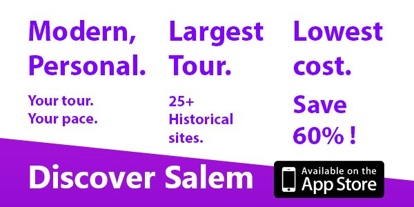 FlightStoneApps's tweet photo. #DiscoverSalem is live! Explore #SalemMA at your own pace, for 60% less! https://t.co/iyOUcAadDo for more info. #RT https://t.co/r0YD6a0U1Z