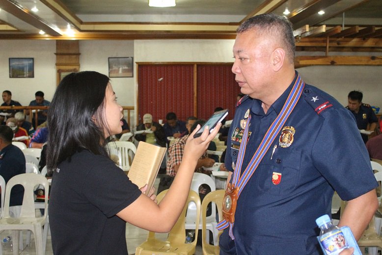 PNPCordillera's tweet photo. PCSupt. Sarona was interviewed by UNTV and Bombo Radyo Baguio reporters. #PNPPatrolPlan2030 https://t.co/M4oIQiYslB