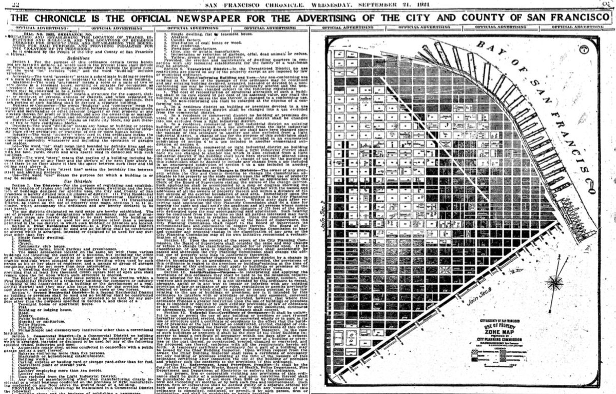 On Sep 21, the whole Planning Code and its zoning maps were a 4-page Chronicle public notice  http://trafficways.org/scans/1921-09-21-sf-zoning.pdf