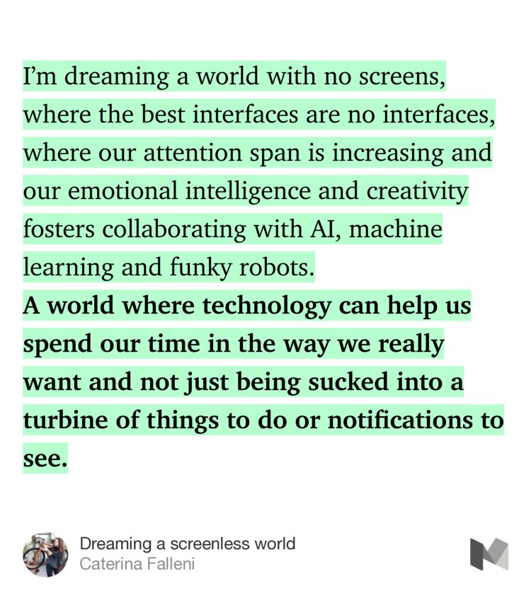 stefanomizzella's tweet photo. “I’m dreaming a world with no screens, where the best interfaces are no…” — Caterina Falleni https://t.co/qsSpCm467f https://t.co/onMJAfCRIl
