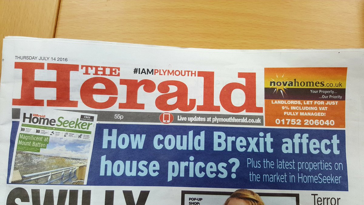 NovahomesLets's tweet photo. Front page of @PlymouthHerald!!! Thank you, @Sam_DCMedia @MWainwright82!!   #IAmPlymouth https://t.co/JD8sZrEN3C