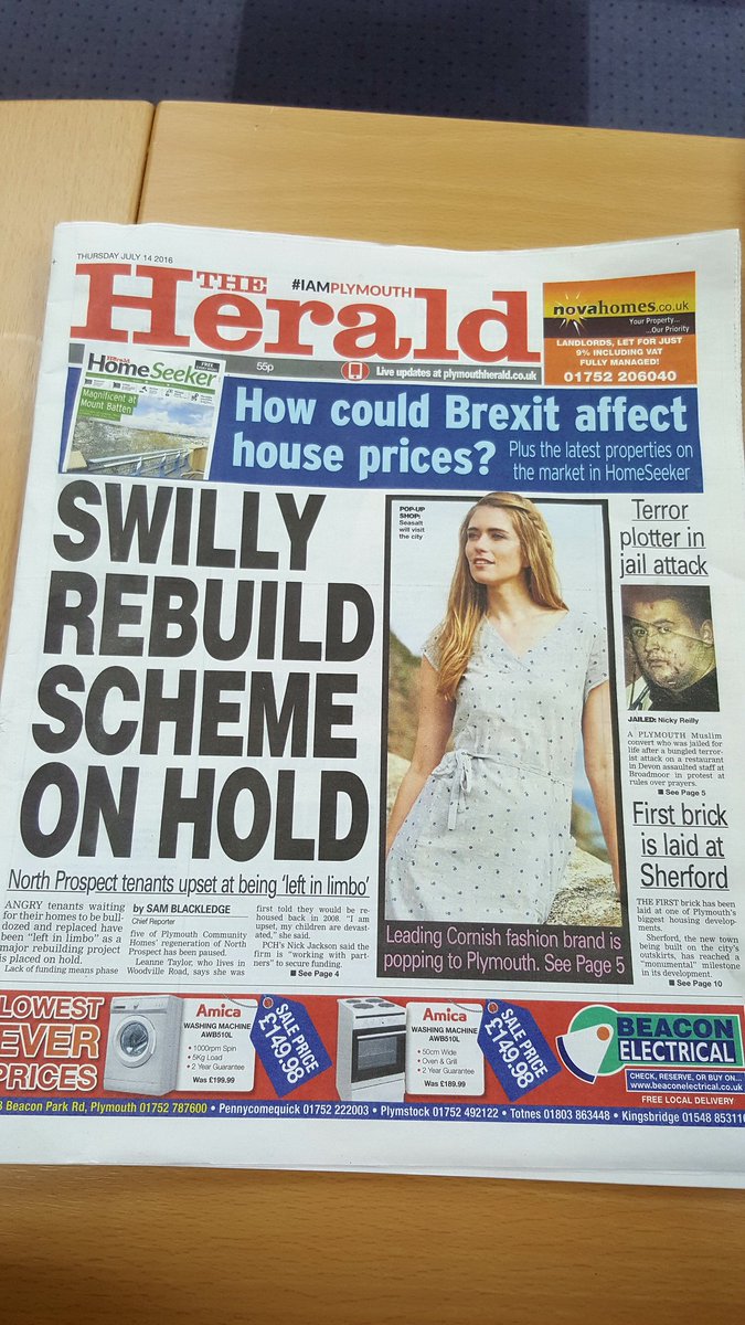 Front page of <a href="/PlymouthHerald/">PlymouthHerald</a>!!! Thank you, <a href="/Sam_DCMedia/">Sam Arberry</a> <a href="/MWainwright82/">Melodie Wainwright</a>!!   #IAmPlymouth