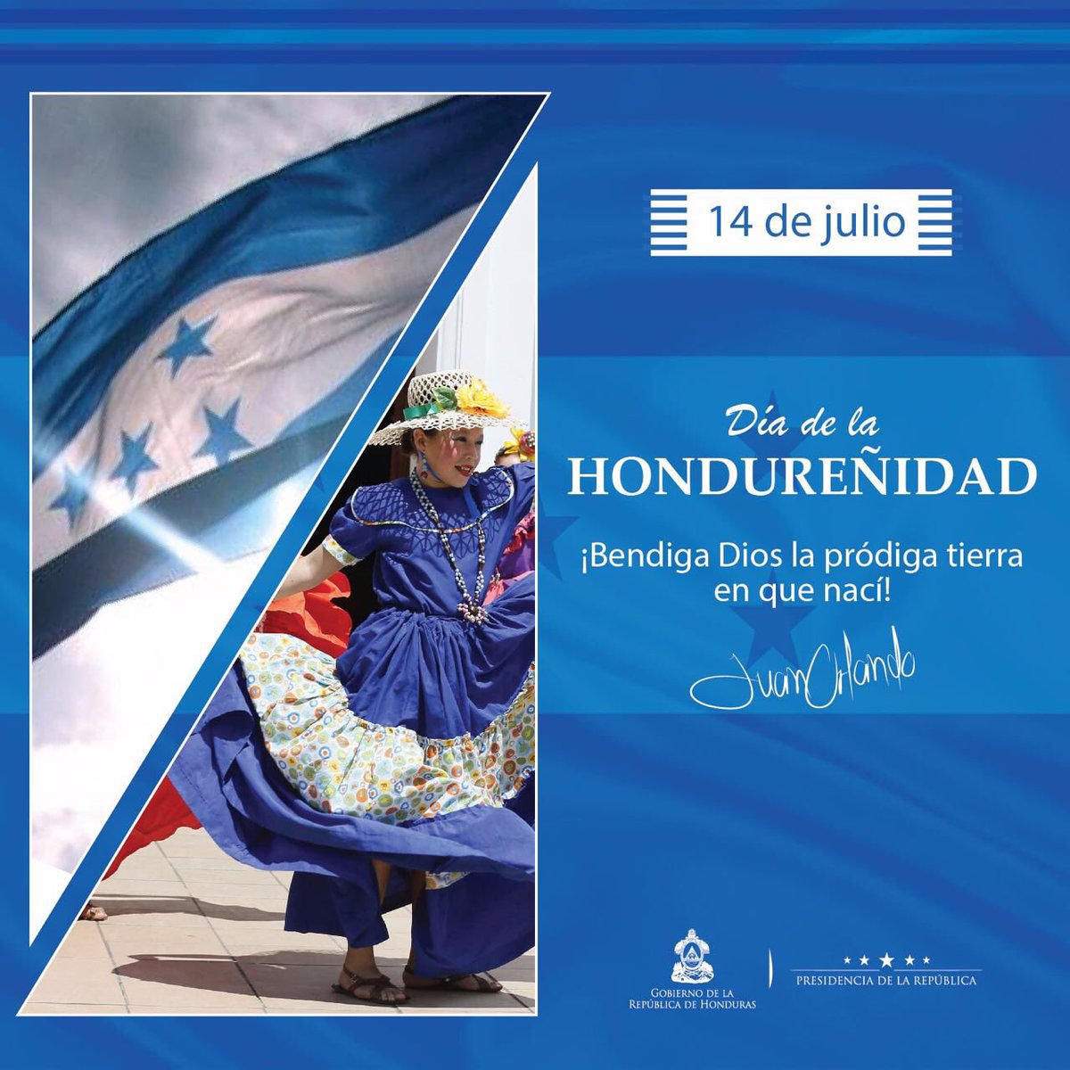 JuanOrlandoH's tweet photo. ¡Compartimos la dicha de haber nacido en Honduras, el compromiso de servirle y la bendición de nuestra tierra!! https://t.co/6s8L5b8H9S