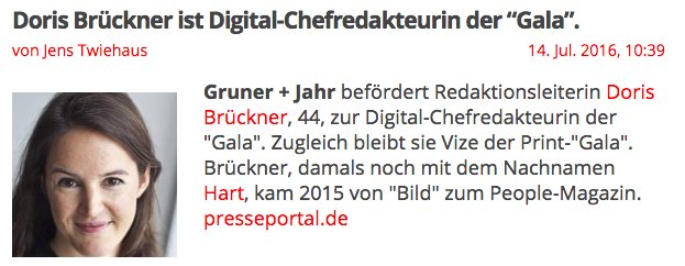 turi2's tweet photo. Redaktionsleiterin @dorisbrueckner ist nun Digital-Chefredakteurin von "Gala". https://t.co/m15hYD1FnK https://t.co/lEAEbrA7iV