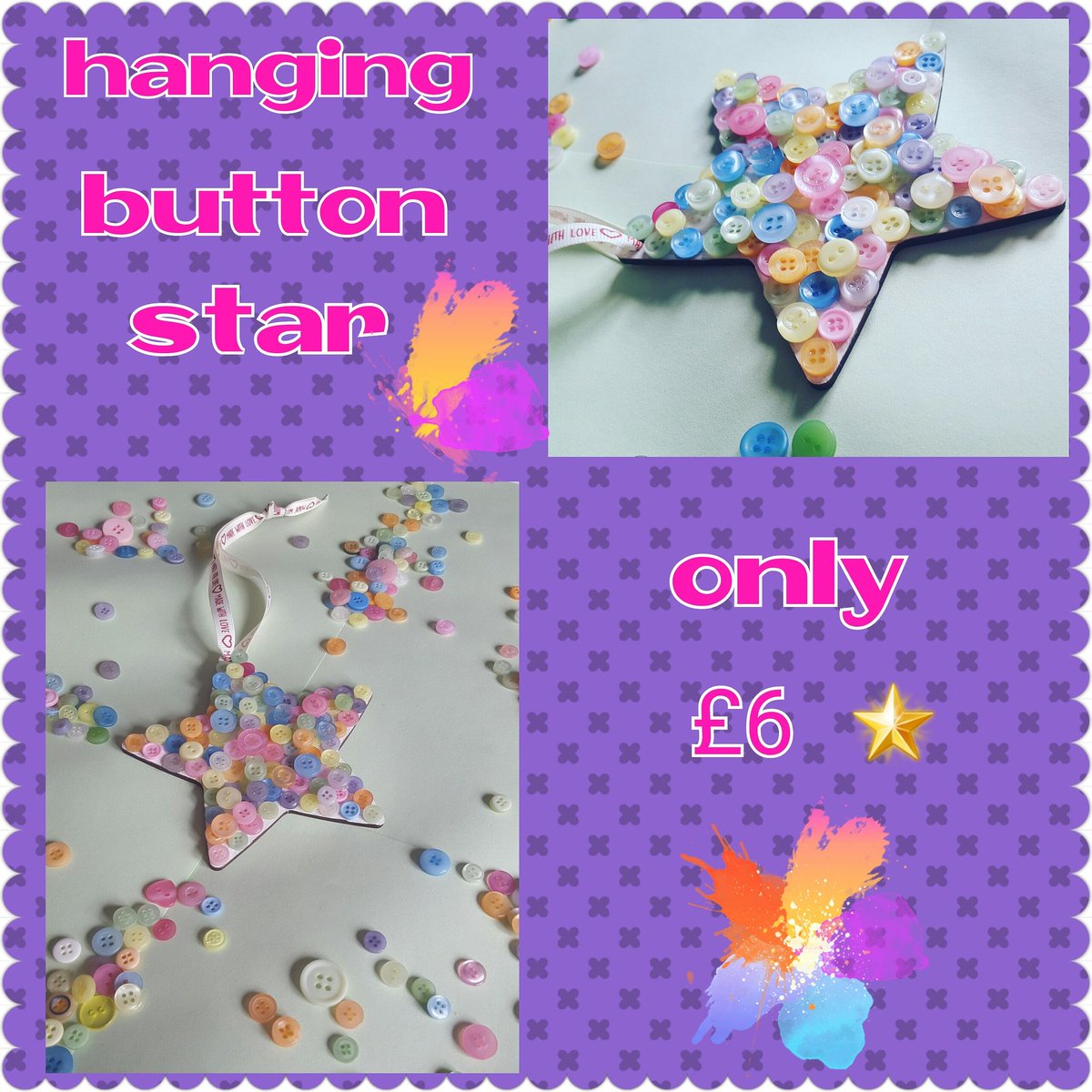 giftsbylinzi's tweet image. #handmade #buttoncraft #hangingstar #homedecor #rustic #buttons
Dm me to order 🌟❤