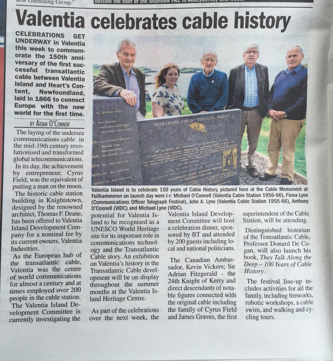 ValentiaTourist's tweet photo. Coverage of the festival in Kerry’s Eye today #cable #valentiaisland https://t.co/U0nAhWKhL8