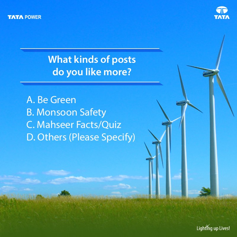 TataPower's tweet photo. #ContentPoll
What kind of post do you like the most? https://t.co/4eSX9dgOyj