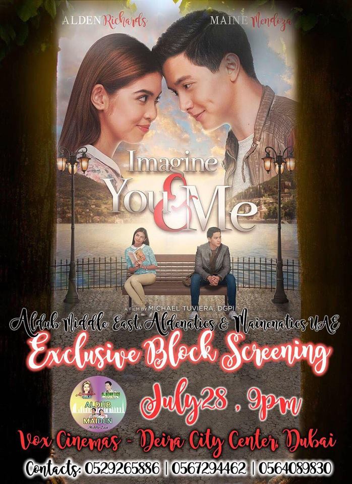 ALโฅDUB Middle East (@aldub_me) on Twitter photo Sabay-sabay po taung manood ng Imagine You & Me!
Call / DM us for reservation. <a href="/mainedcm/">Maine Mendoza</a>
#ALDUB52ndWeeksary - Nb Sabay-sabay po taung manood ng Imagine You & Me!
Call / DM us for reservation. <a href="/mainedcm/">Maine Mendoza</a>
#ALDUB52ndWeeksary - Nb