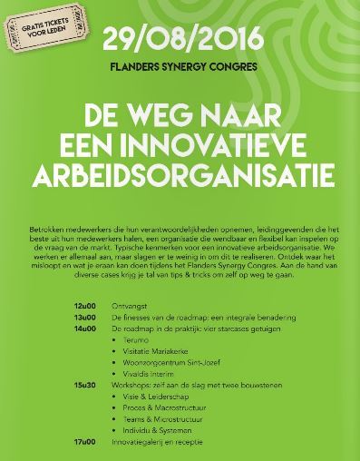 Benieuwd naar goede praktijkvoorbeelden van #innovatieve #organisaties? Kom naar het @FlandersSynergy congres 29/8