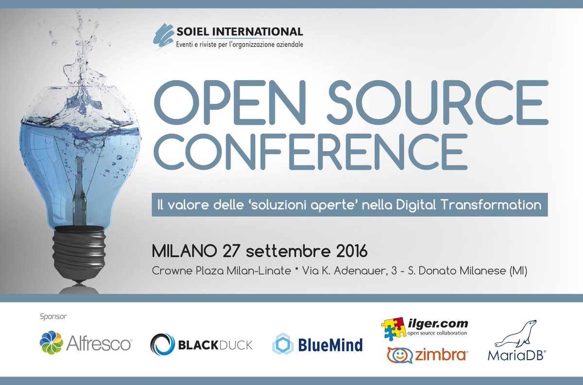 soiel_it's tweet photo. #OpenSourceMilano16 L'edizione milanese si rinnova! Non mancare il 27 settembre a #Milano https://t.co/i9Nx5L1bfv https://t.co/vVT4p7jv9o