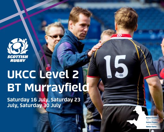 UK Coaching Certificate Level 2 (Youth &amp; Adult Rugby) @ BT Murrayfied this weekend. 
APPLY: eventbrite.co.uk/e/ukcc-level-2…