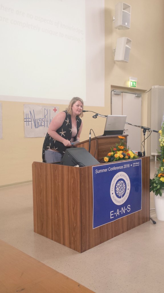 ora_dall's tweet photo. Our brilliant Ash doing a great a job convincing the audience that #NursesRUnique #eanshalle2016 https://t.co/yY07nyjAk5