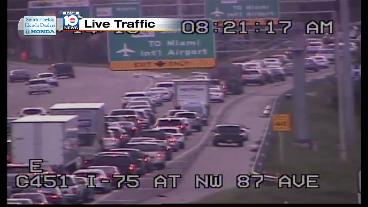 TRAFFIC ALERT- Heavy delays from I-75 SB and SR-826 #TRAFFIC #MIAMI https://t.co/ajvNpuiosS