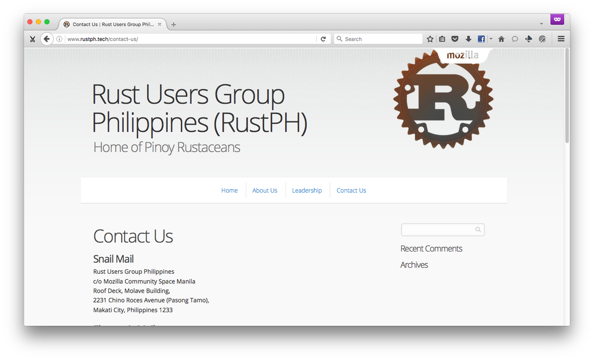 MozillaPH's tweet image. Announcing the launch of the Rust Users Group Philippines website rustph.tech #RustPH #MozillaPH