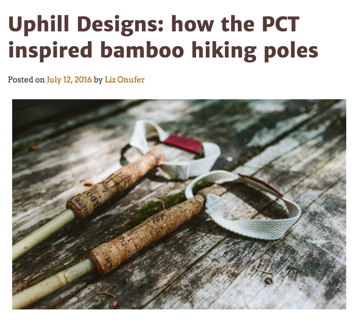 We're featured on <a href="/GarageGrown/">Garage Grown Gear</a>! 

How the PCT inspired us to create bamboo hiking poles: read.garagegrowngear.com/uphill-designs…