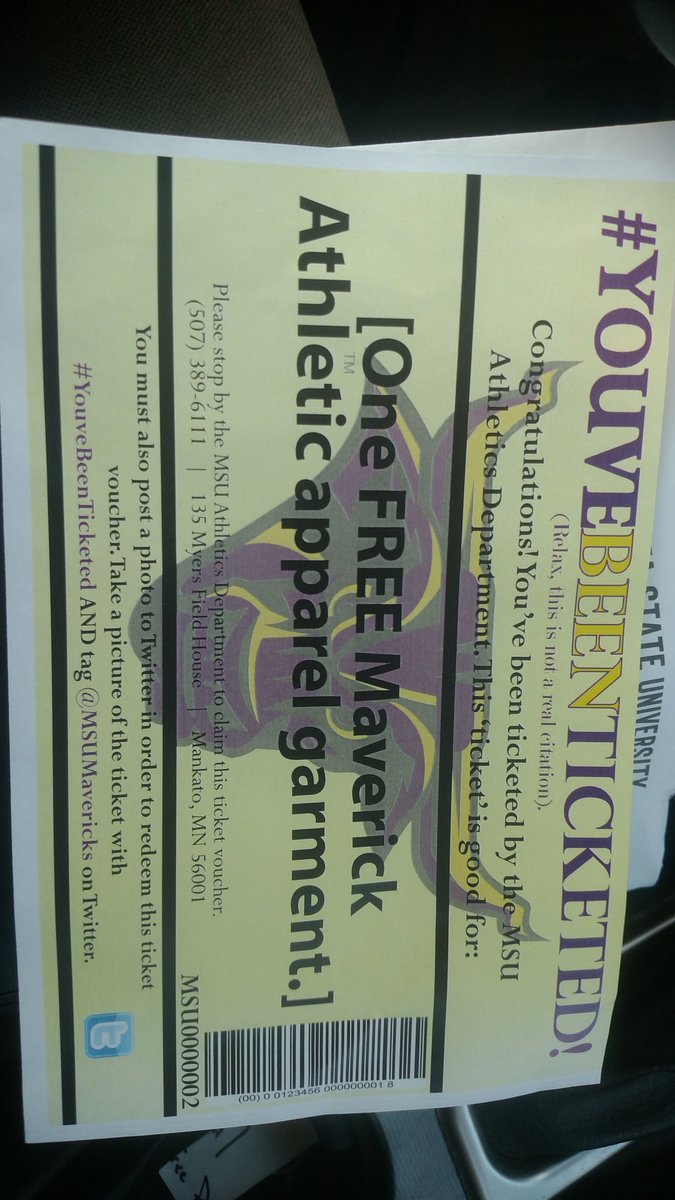 pseibel's tweet photo. @msumavericks now what? 😁 #YouveBeenTicketed https://t.co/8rJzpN5GJ7