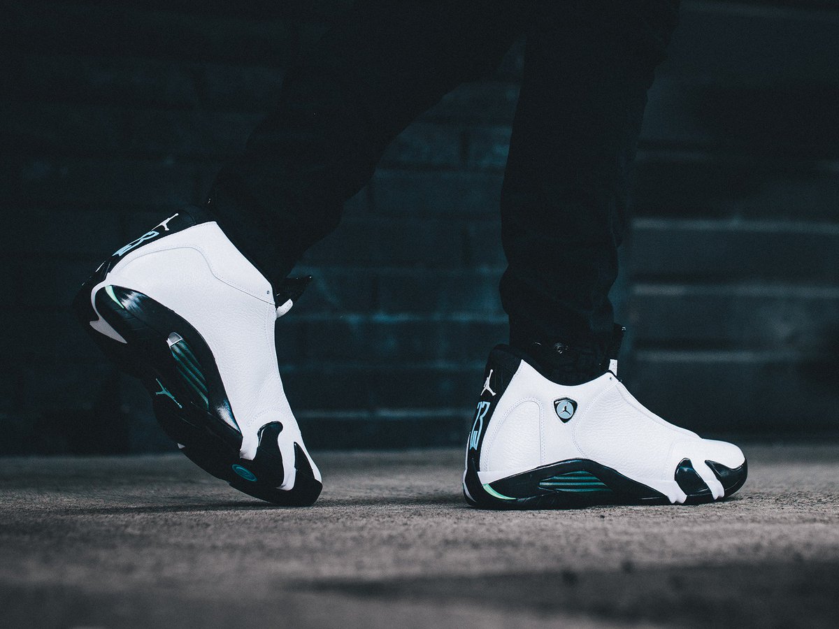 jordan 14 oxidized green on feet