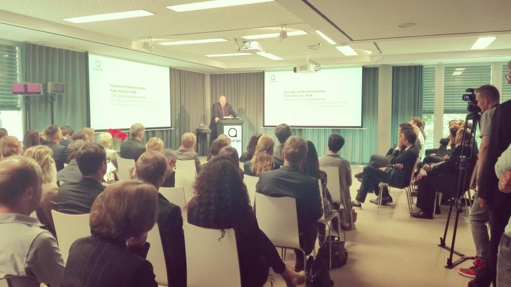 QuadrigaBerlin's tweet photo. "We have to make sure that we are aware of our responsibility" @peteraltmaier at #quadrigaday https://t.co/uBk4iLyDRt