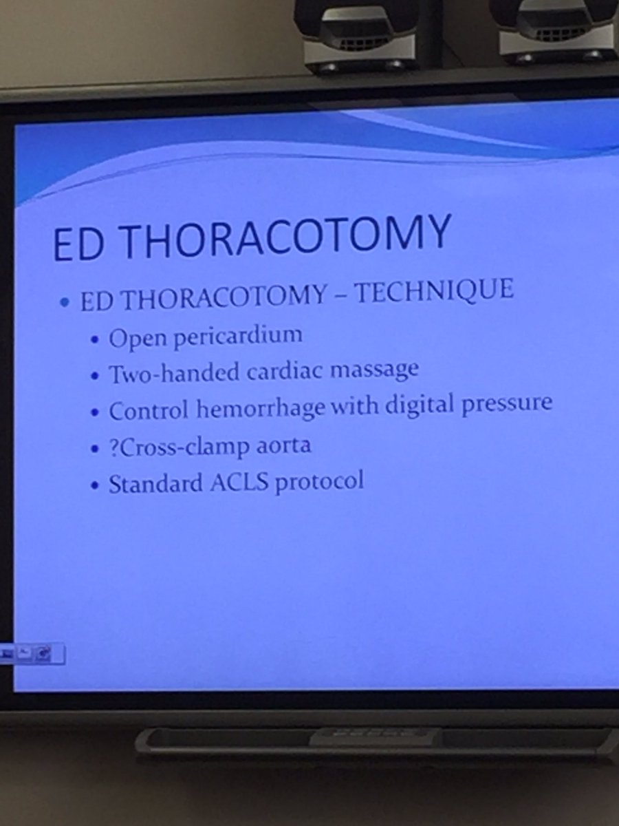EmergencyArch's tweet image. Merlotti: #edthoracotomy protocol: ABCs, ventilate, open chest, go in stepwise fashion #EMConf @UChicagoEM #FOAMed