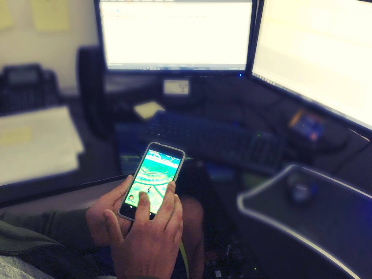 MotorTechF's tweet photo. Looks like he found some Pokemon at the office. MTF doesnt discourage Pokemon Go, in fact we encourage it #pokemongo https://t.co/4MF6neioxS