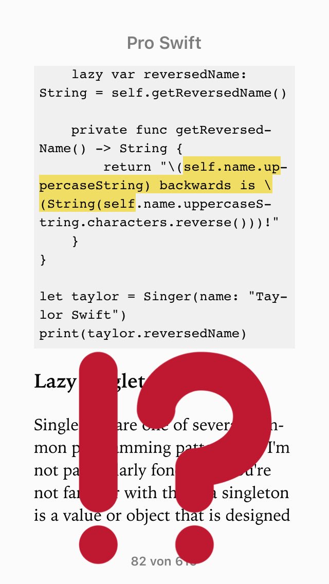 _conath's tweet image. @twostraws In #ProSwift &quot;Lazy Functions&quot; code example, why do you write &quot;self.name…&quot;? Thx!