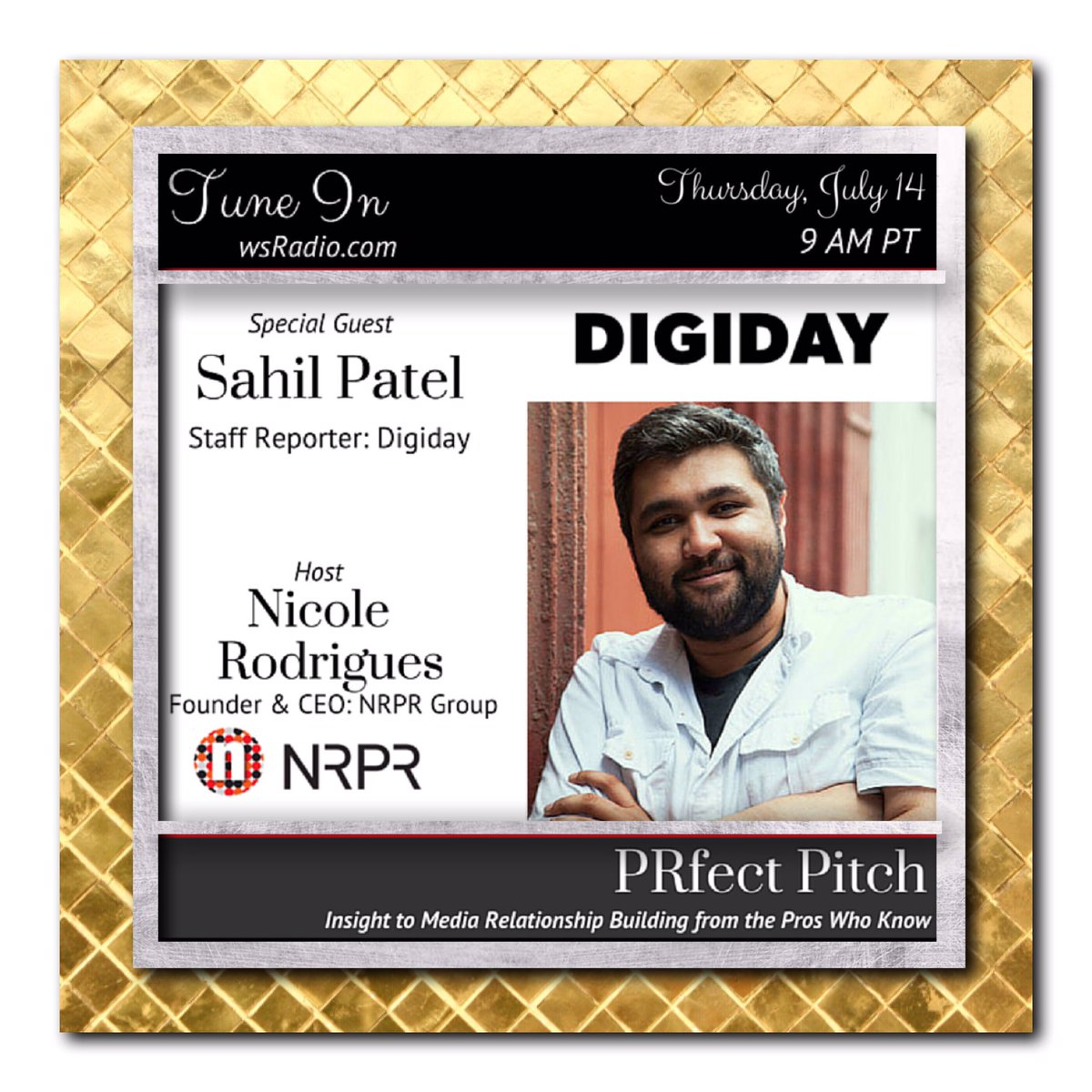 NRPRGroup's tweet image. #PRfectPitch at 9 AM w/ @sizpatel , @Digiday #staffreporter tinyurl.com/hu6s7lo
.
#SahilPatel #Digiday #Podcast
