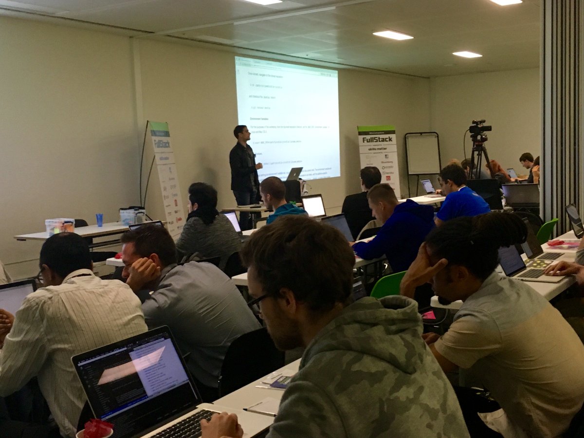 skillsmatter's tweet image. LIVE #FullStackCon workshop on #NumericComputing #nodejs #javascript by @kgryte is on right now! Check it out
