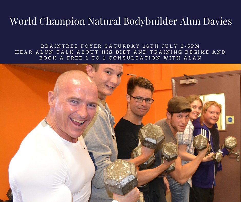 BtreeDiscovery's tweet photo. World Champion Natural Bodybuilder Alun Davis is going to be at @BraintreeFoyer on Saturday! #discoverycollege #gym https://t.co/0rZi6eZRju